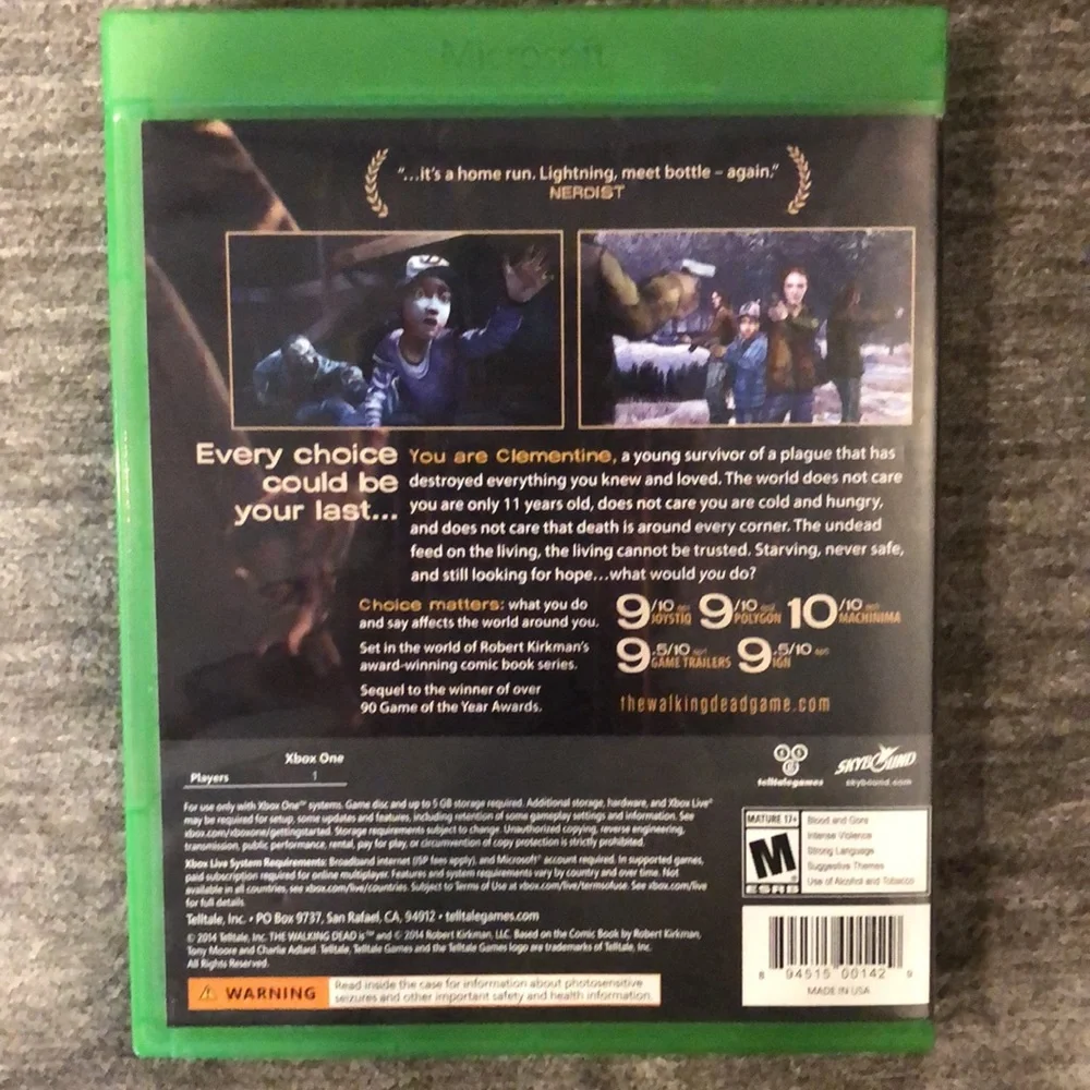 The Walking Dead [Season 2] Xbox One Game Disc